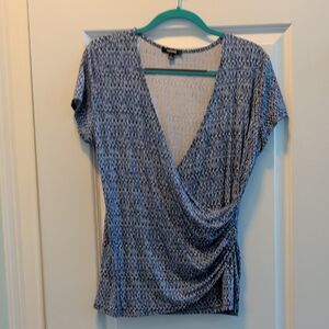 Premise Blue and White Patterned Blouse
